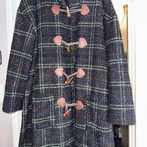 “PLUS SIZE” Plaid Toggle Women's Coat